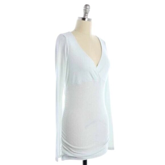 Michael Stars White Metallic Ruched Side V-Neck Tunic - Picture 2 of 9